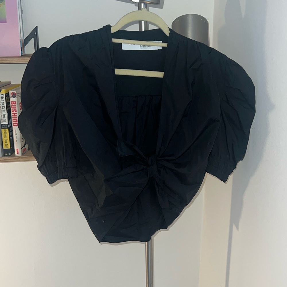 IRO Mohana Puff Sleeve Tie-Front Top size 36